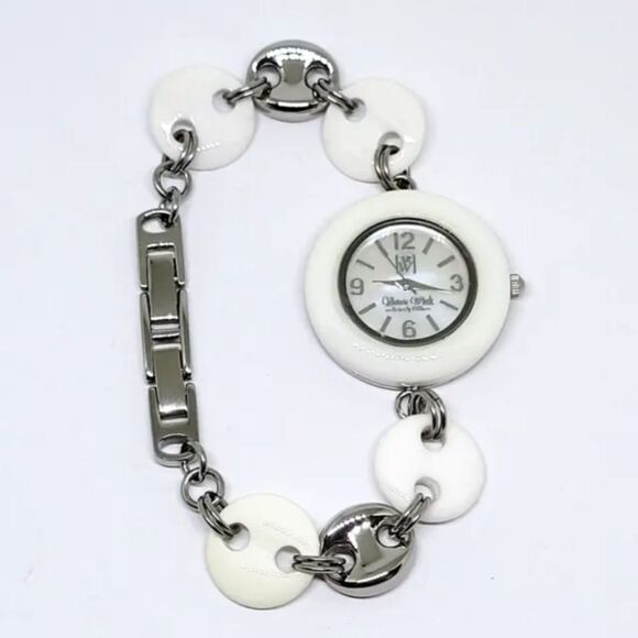 Victoria Wieck Women's White Onyx Watch, Mother of Pearl, Charm Bracelet, Silver - Picture 3 of 6